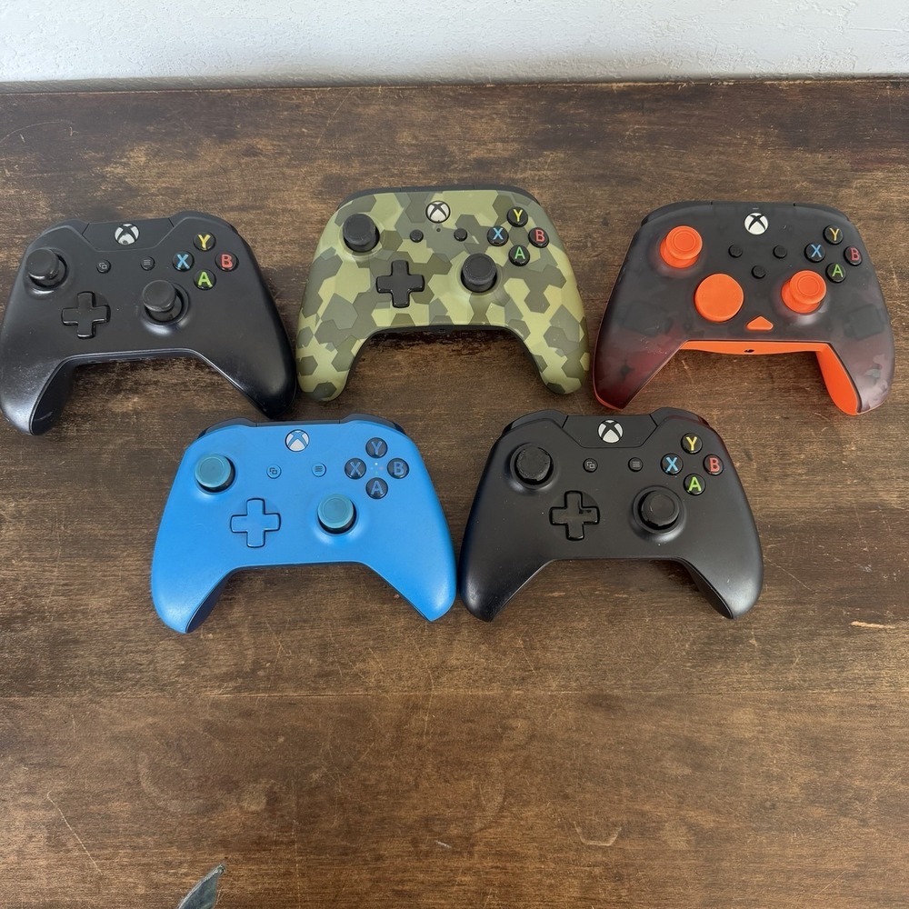 Xbox One Controller Lot of 5 OEM PowerA Turtle‎ Beach Camo Blue Untested